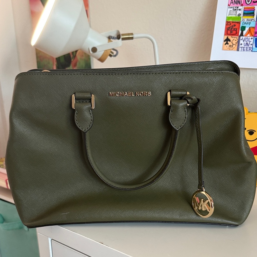 Michael Kors Dark Green Satchel